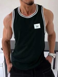 เสื้อกั๊กแขนกุดคุณภาพสูงสำหรับผู้ชาย ทรงหลวม ผ้าฝ้ายผสมคอตตอน ลำลอง ฤดูร้อน ฟิตเนส เทนนิสบาสเก็ตบอล