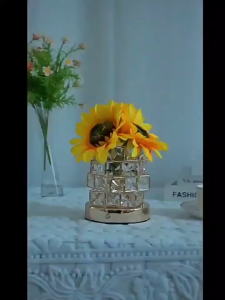 ไฟกลางคืน LED รูปดอกทานตะวัน เครื่องประดับตกแต่งคริสตัลรูปดอกกุหลาบ โคมไฟตั้งโต๊ะบรรยากาศข้างเตียงนอน ของขวัญวันเกิด