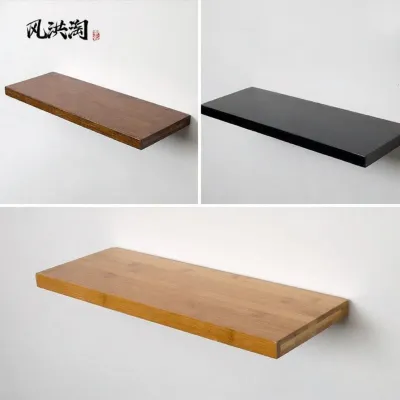 FENGHONGTAO | Multifunctional Wall Shelf No Drilling Necessary Solid Wood and Bamboo