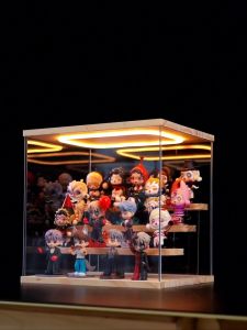 4/5 Layers Acrylic Doll Storage Box Transparent Desktop Figure Display Stand Dustproof Organizer Box Case LED Light