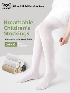 miiow | Cat Person Childrens Dance Socks Spring Autumn Thin Model Practice Tights Girls Summer Nylon Knee High Stockings Girls Tights