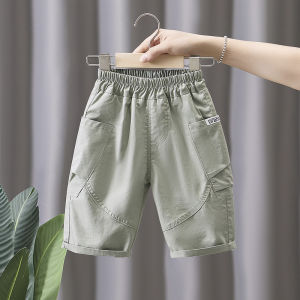 Boys Summer Thin Cotton Cargo Shorts Trendy Streetwear Pure Cotton Workwear Pants Seven-Quarter Length Loose Fit Kids Clothing