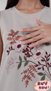 Women Korean Sleeveless Floral Embroidered Tank Top & Wide Leg Pants Casual 2-Piece Terno Set L2379