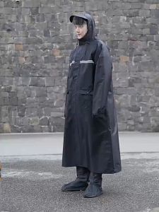 Premium Oxford Cloth Raincoat For Adults Hooded Long Rainsuit With Double Brim Motorcycle Rain Jacket
