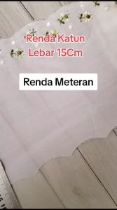 (Per Meter) RDK340 Renda Katun Motif Cantik Putih Lebar 15Cm