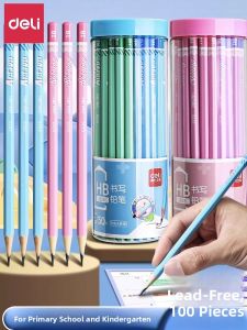 Deli Safety Exam Pencils 2B HB Writing Pencils Wooden Sticks 50 Pieces Cartoon Pencils for Primary School Students Writing Stationery