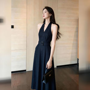 DANTING | Elegant Slimming Blue Neck-Hanging Dress