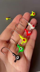 Mr.Lurion 50PCS 1g/1.8g/3.5g/5g/7g Colored Fish Jig Head Hooks 3D Eyes Carbon Steel Sharp Fishhooks for Soft Lure Bait Worm Kit