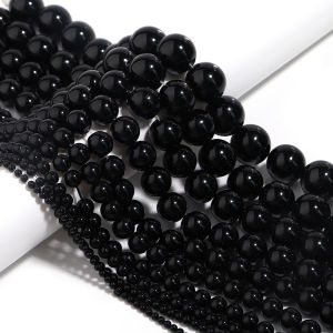 1 Strip 2/4/6/8/10/12/14mm Black Agate Stone Beads Onyx Natural Stone Beads For Jewelry Making DIY Necklace Bracelet Accessories