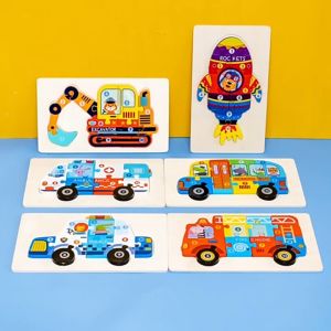 Đồ chơi tranh xếp hình các phương tiện giao thông học số tranh ghép hình nổi 3D thông minh cho bé