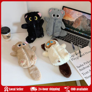 Cartoon Plush Big-Eyed Cat Pencil Case Super Soft Fun Doll Large Capacity Pencil Bags Multi-Functional Stationery Storage Bag Siamese Cat Plush Pencil Case Stuffed Animal Large Capacity Stationery Bag Cute Design Cartoon Doll Cat Pencil Bag Learning