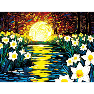 Moonlight Night Flowers 500/1000/1200/2000PCS Art Jigsaw Puzzles Brain Training Challenging Educational Toys for Adults