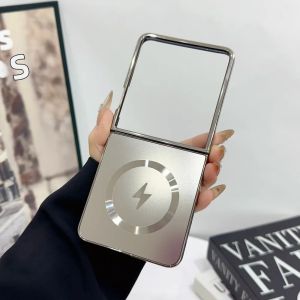 Ốp Điện Thoại Từ Tính Bằng Nhựa PC Cứng Mạ Điện Sang Trọng Dành Cho Dòng Samsung Galaxy Z Flip Series Chống Sốc Tương Thích Với Magsafe