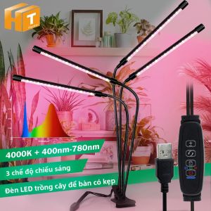 Đèn LED Trồng Cây Quang Phổ Toàn Diện 4000K Kẹp Bàn Hẹn Giờ Ba Chế Độ Ánh Sáng Dùng Cho Nhà Kính Lều Trồng Cây Rau Hoa SMD2835 Có Thể Điều Chỉnh Độ Sáng