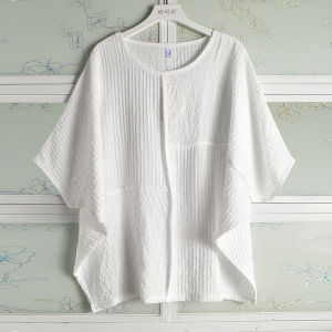 เสื้อเชิ้ตผ้าชีฟองแขนกุดหลวมๆ สำหรับผู้หญิงไซส์ใหญ่ในฤดูร้อน เสื้อผ้าทำงานแขนสั้นคอตั้งแขนกุดแบบลำลอง