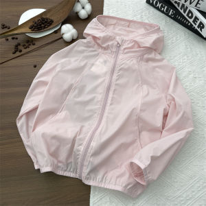 Childrens Outdoor Sun Protection Clothes Long Sleeve Zipper Hooded Polyester Fiber Clothing for Boys And Girls Spring Summer