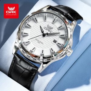 OLEVS | Đồng Hồ Đeo Tay Thạch Anh Nam OPK 30M Dây Da Bằng Thép Không Gỉ Chống Thấm Nước Dạ Quang Tay Phong Cách Doanh Nhân Mặt Tròn 6037