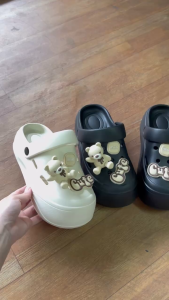 [Hình thật] 7572+2 Dép cross nữ EVA cao 5phân sticker Gấu cute chống trơn trượt thoáng khí siêu dễ thương❤️🎀