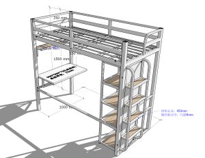 Loft bed customize with table +book.shelf