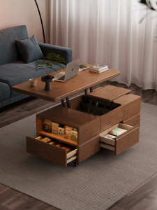 DONGMU | Height Adjustable Multi-functional Solid Wood Foldable Coffee Dining Table