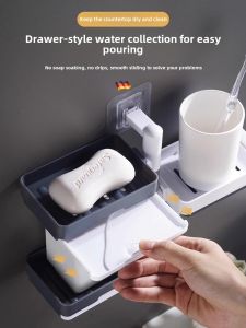 Elegant Rotating Wall-Mounted Soap Dish No-Drilling Bathroom Toilet Multi-Layer Storage Rack High End Household Nordic Style