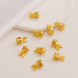 Hạt Cách Ly Thỏ Vàng Mờ Đính Dầu Hạt Lót Vòng Tay Dây Chuyền Phụ Kiện Trang Sức DIY Hợp Kim Mới Không Có Thương Hiệu