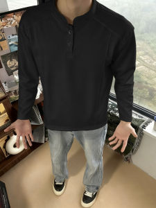 LIUBU | Henley Collar Polo Style Sweater Mens Black