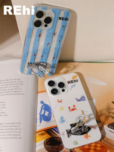 REhi Original Dive for Fish Phone Case Transparent IMD Shell Fun Fish Metal Stand Compatible with 15 ProMax Digital Accessories