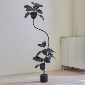 Artificial Green Plant Black King Kong Rubber Tree Indoor Living Room Fancy Floor Ornaments Decorative Silent Wind Bionic Plant