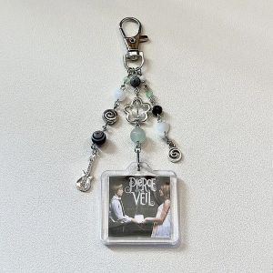 yumei | Pierce The Veil Album Cover Acrylic Keychain Beaded Guitar Charm Keyring Rock Band Backpack Pendant