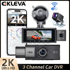 EKLEVA 3 Channel WiFi Dash Cam 4K 1440P+1080P for Car DVR Video Recorder With IR Night Vision 24H Parking Monitor Camcorder