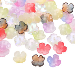 10Pcs 12mm Gradient Colorful Four Petal Flower Glass Beads For DIY Earrings Bracelet Jewelry Making Findings Crafts Accessories