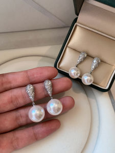 CAFFTI | Drop Shaped 925 Silver Sparkling Diamond Tassel Earrings