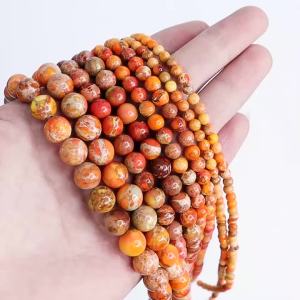 4 6 8 10mm Natural Imperial Jasper Stone Beads Round Sea Sediment Loose Beads For Jewelry Making DIY Bracelets Necklace Findings
