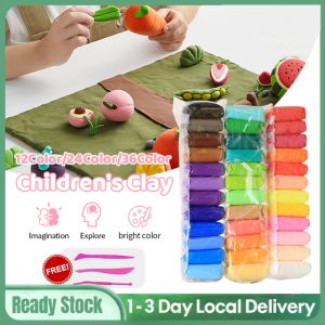 DIY Handmade 36 Colors Light Clay Set Tools Non-Toxic Clay Air Dry Slime Play Doh Modeling Art Creative Gift Toy Playdough Light Air Dry Clay Art And Crafts Children Gift Toys ﻿儿童彩泥Rubber clay set