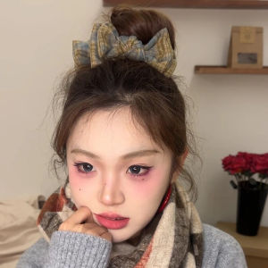 Plaid Hair Clip Womens College Style Double Layer 3D Running Princess Bun Clip High Ponytail Student Chignon Hair Accessories