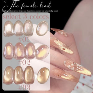 1-12pcs WS Autumn Winter Nails Halloween Nails Pink Gold Cat Eye Gel Nail Polish Y2K Nails Golden Porcelain Glass Bead Nail Art