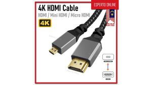 𝟐𝟒𝐡𝐫 𝐒𝐡𝐢𝐩 📦 HDMI 4K 60Hz Cable 2.0 3M Male HDMI to Male Mini/Micro/Type C HDMI 18Gbps High Speed