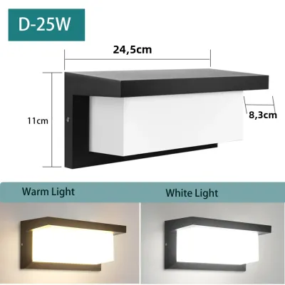 Đèn Tường Vuông LED Màu Đen Hiện Đại Gắn Phẳng Chống Nước IP65 Cho Ban Công Phòng Khách Phòng Ngủ - Đèn Trang Trí Nhà Cửa 25W