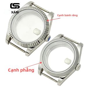 Vỏ Đồng Hồ Bằng Thép Không Gỉ Chất Lượng Cao 36mm 39mm Flat/Gear Edge MOD Với Pha Lê Sapphire Chống Nước Cho Chuyển Động Cơ Học NH35 NH36 NH34