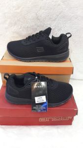 Sepatu sekolah Ando ZORA tali full black sz 33-40