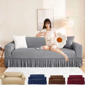 Puffs Sofa Covers Elastic Adjustable Sofa Cover for Living Room Ruffled Couch Furniture Protective Cover for Sofa