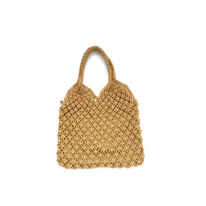 New New Arrival South Korea Ins Handmade Woven Hollowed Handbag Chic Retro Fashion Cotton String Knitting Bag Shoulder Bag