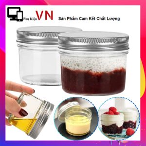 Hũ Thủy Tinh làm Sữa Chua  Hũ Làm Bánh Flan Nắp Thiếc 100ML - Lọ Thủy Tinh Nắp Nhôm Làm Caramen  Đựng Sốt  Gia Vị Tiện Lợi - Hũ Pet Thủy Tinh Đựng Sữa Chua Panacotta Plan 100ML