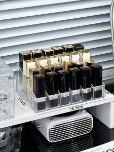 Acrylic Desktop Lipstick Storage Box Multi-grid Transparent Makeup Organizer Cosmetic Lip Gloss Display Rack Grid Simple Style