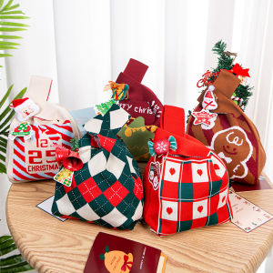 Christmas Knitted Handheld Gift Bag New Year Candy Packaging Bag Snack Cookie Bag Festive Celebration Activity Universal Use