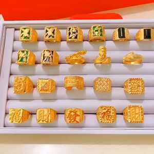 Nhẫn Nam Nữ Khảm Rồng Bay Vàng 24K Cá Tính Thời Trang Đẳng Cấp RBTHANRONGVANG19