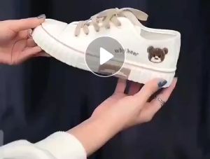 Sepatu kets sneaker cewek wanita remaja dewasa kekinian santai kasual korean style teddy bear karakter 927