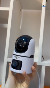HOME-MALL แพ็คคู่ กล้องวงจรปิด 2 เลนส์ ความคมชัด 4K รุ่น 4K-X7 สีขาวดำ แอป ICAM365 รองรับการสื่อสาร 2 จอ รองรับ IP66 ใช้งานง่ายบนมือถือ