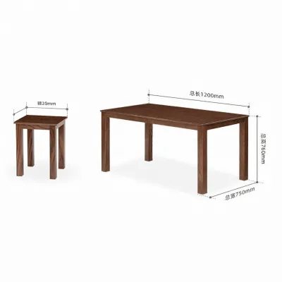 YUANSHI YUANSU | Nordic Style Walnut-colored Oak Solid Wood Dining Table